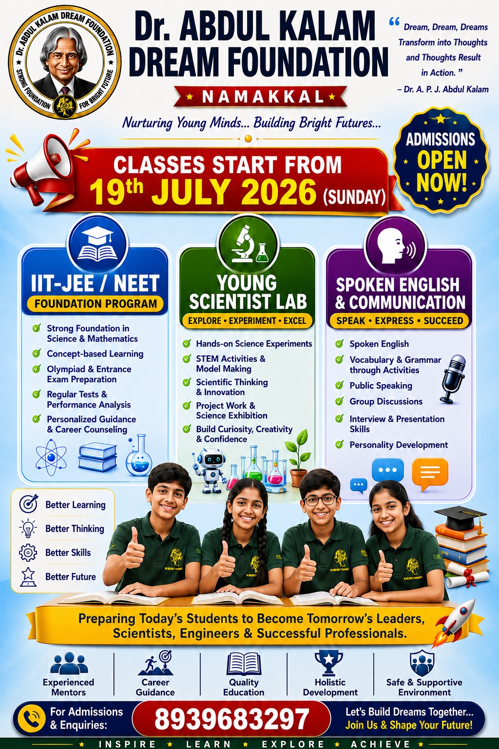 Classes Start 19th July 2026 – Dr. Abdul Kalam Dream Foundation